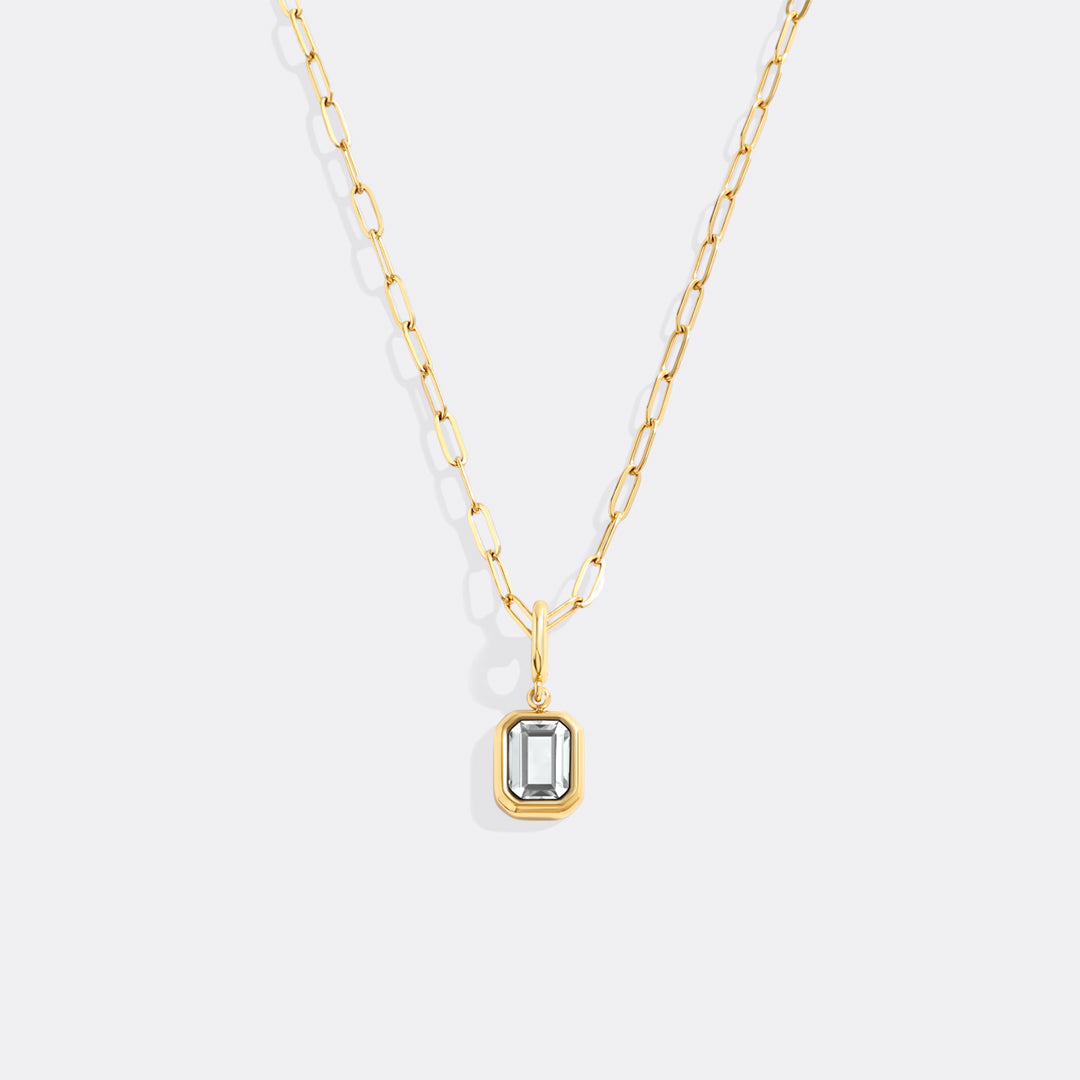 Collier breloque pierre de naissance baguette