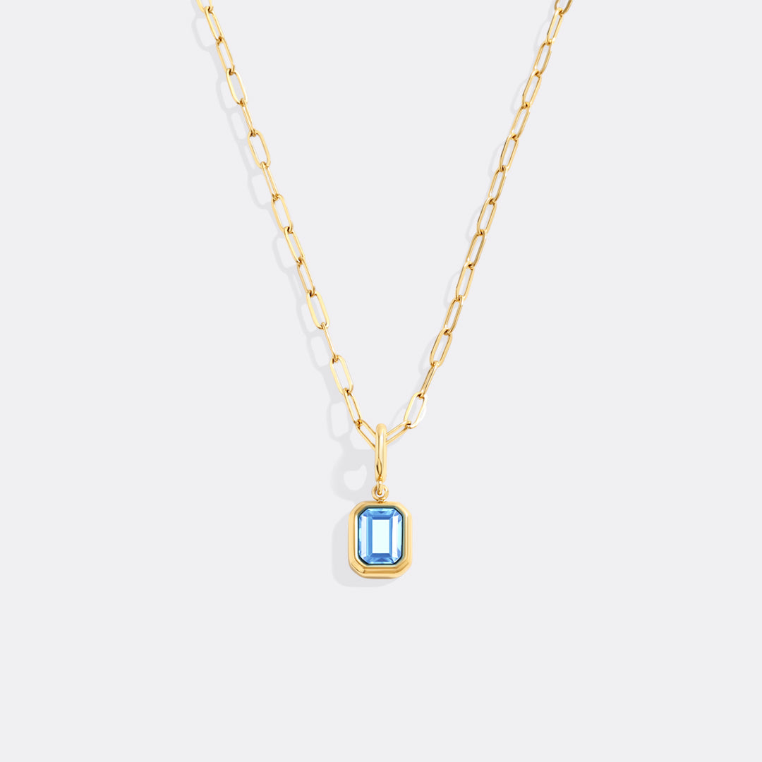 Collier breloque pierre de naissance baguette