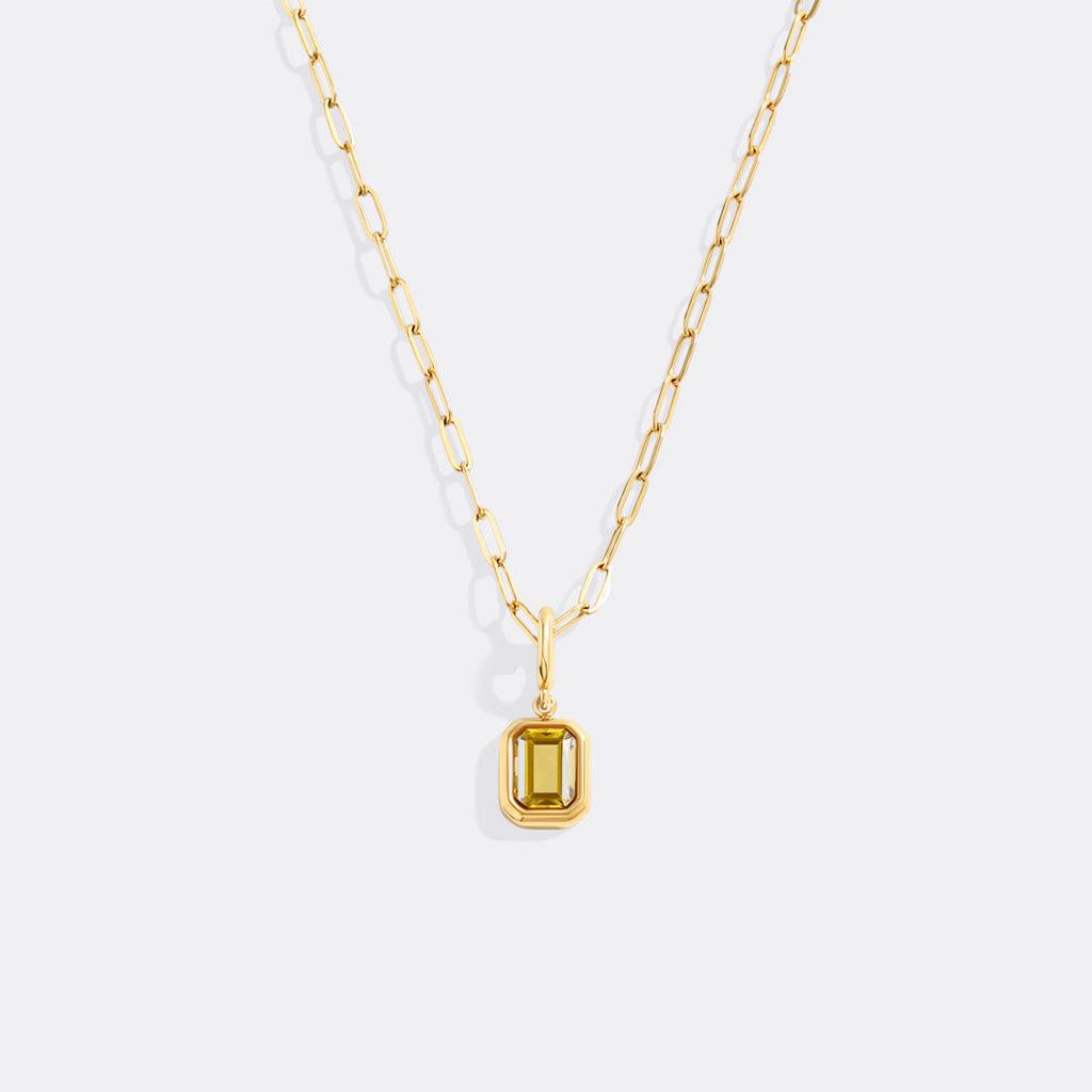 Collier breloque pierre de naissance baguette