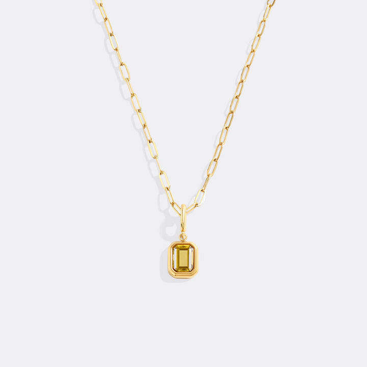 Baguette Birthstone Charm Necklace
