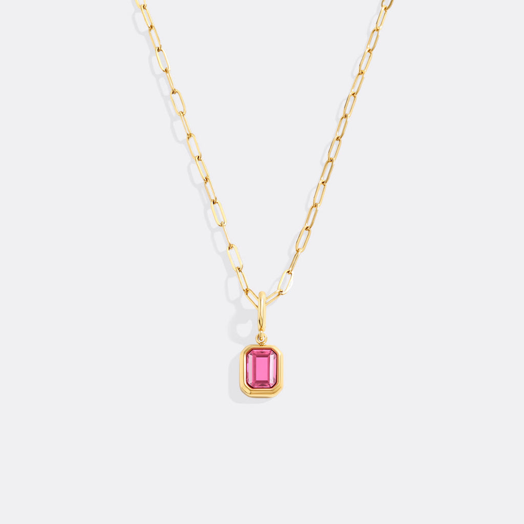 Collier breloque pierre de naissance baguette