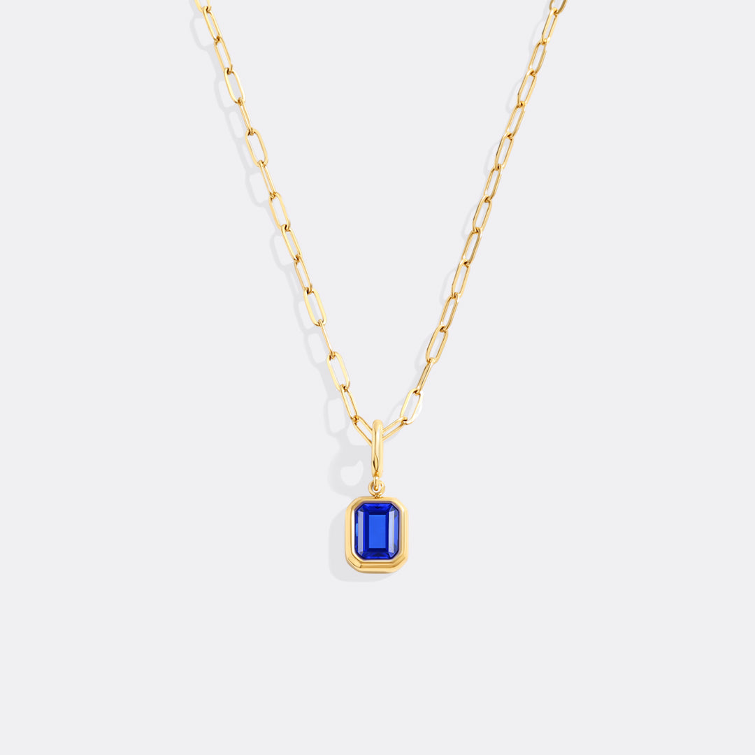 Collier breloque pierre de naissance baguette