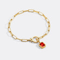 Breloque pierre de naissance baguette sur bracelet chaîne trombone menthe