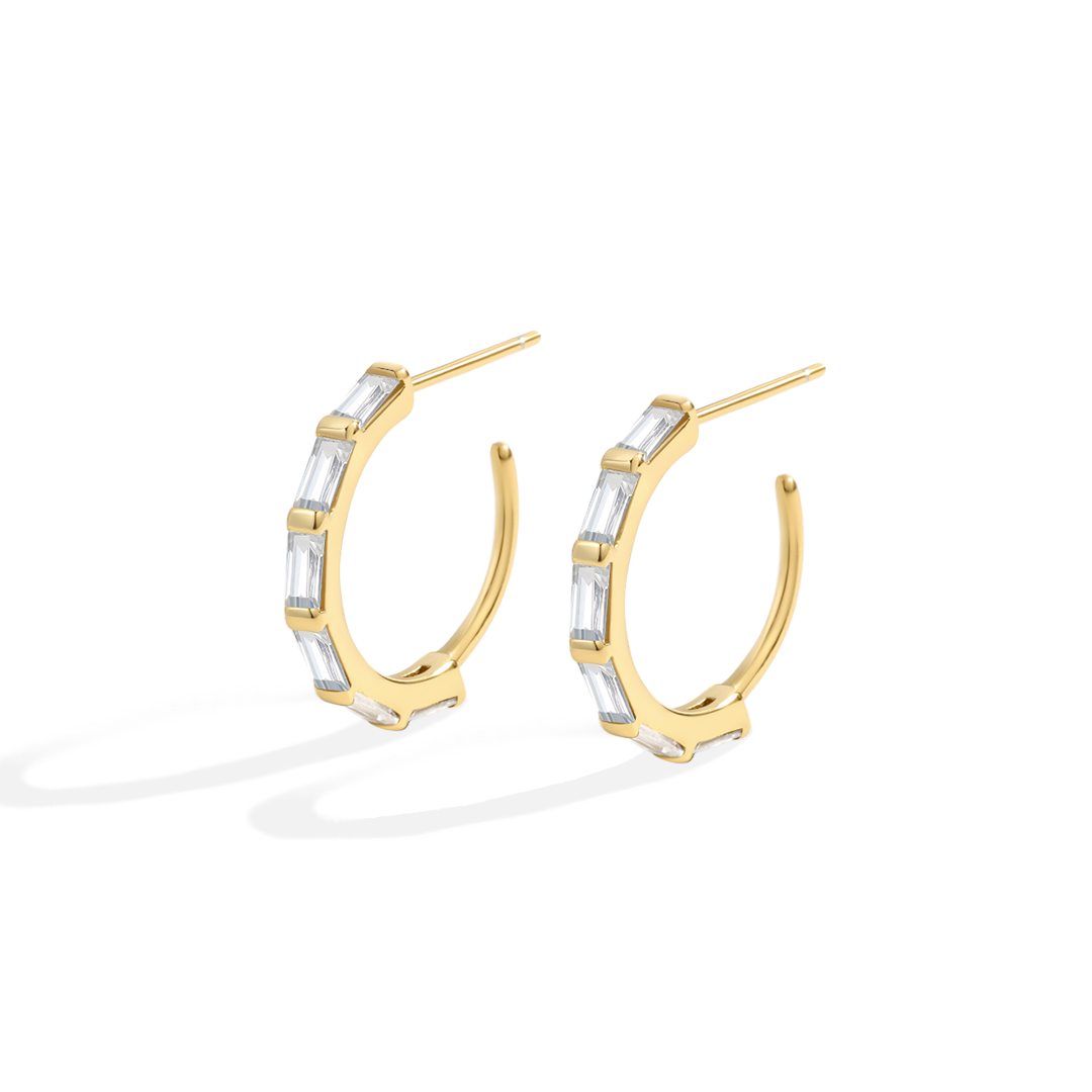 Baguette Diamond Hoop Earrings