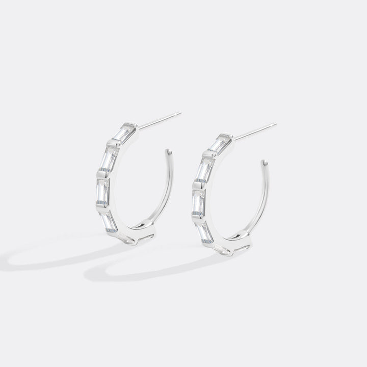 Baguette Diamond Hoop Earrings