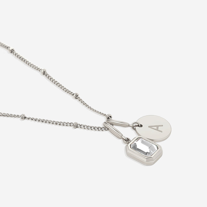 Baguette Birthstone & Initial Necklace