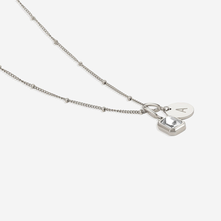 Baguette Birthstone & Initial Necklace