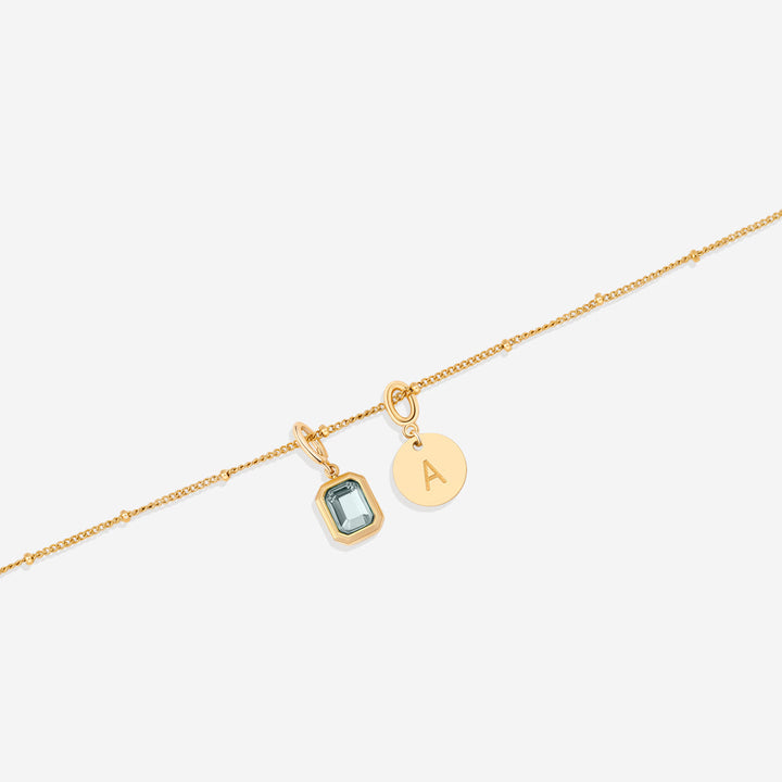 Baguette Birthstone & Initial Necklace