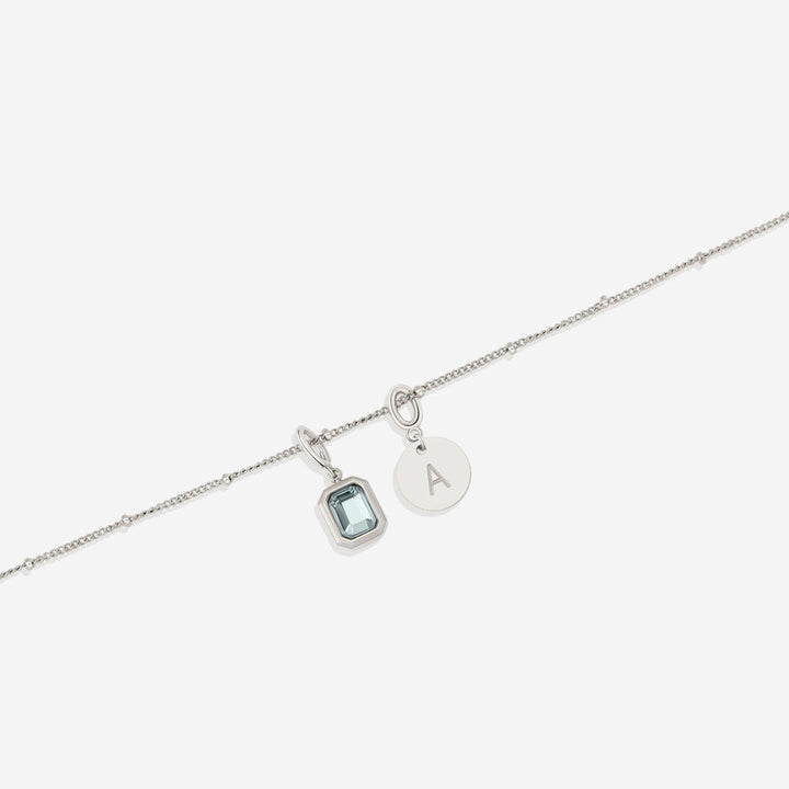 Baguette Birthstone & Initial Necklace