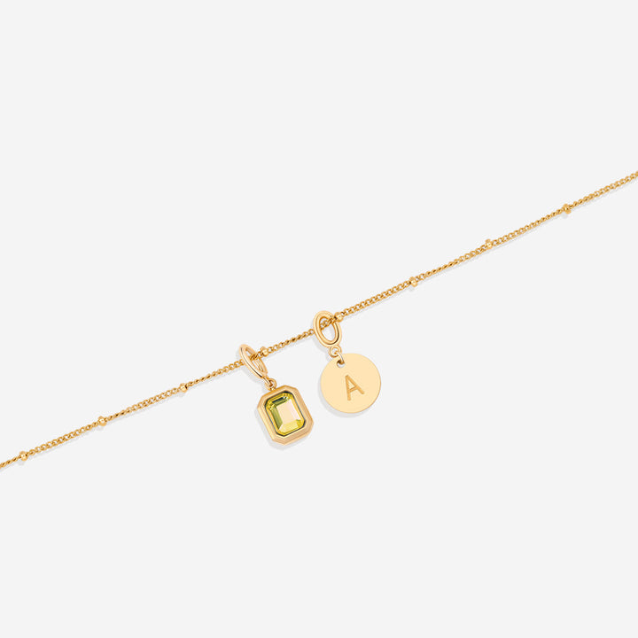 Baguette Birthstone & Initial Necklace
