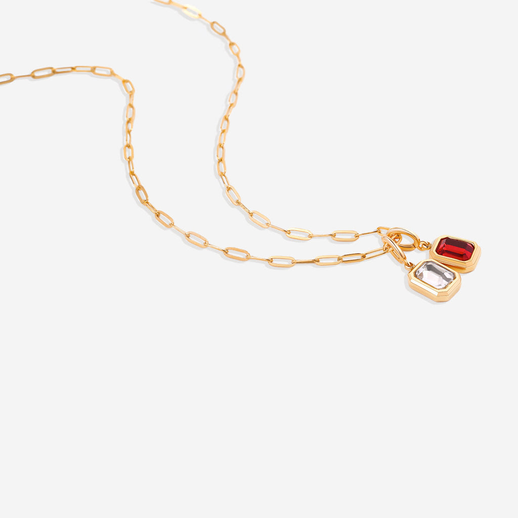 Collier breloque pierre de naissance baguette