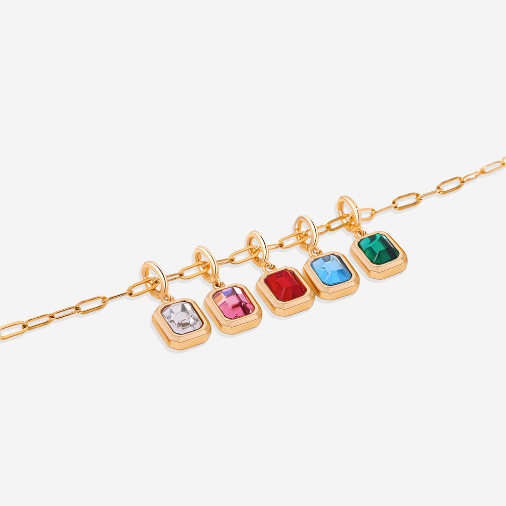 Collier breloque pierre de naissance baguette