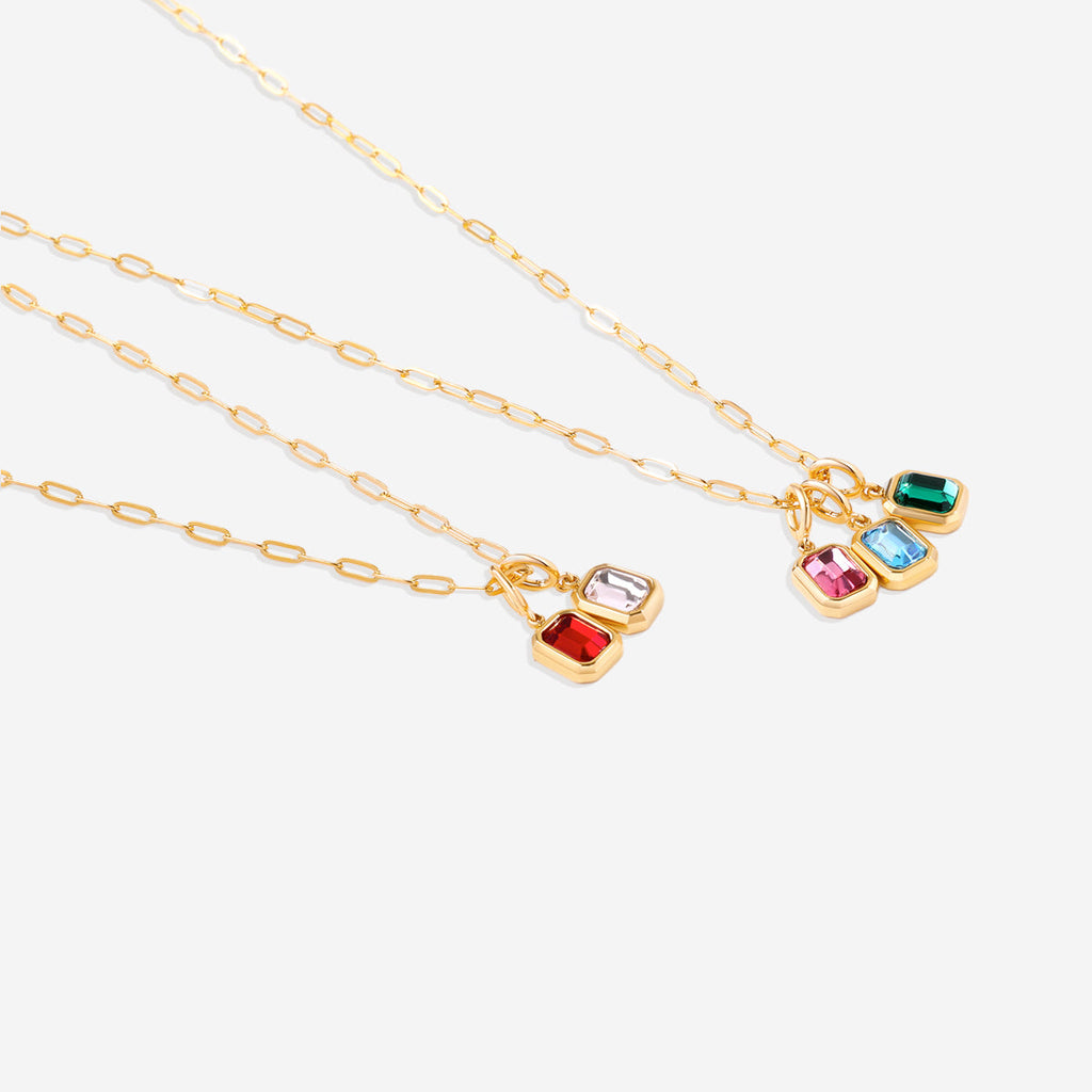 Collier breloque pierre de naissance baguette