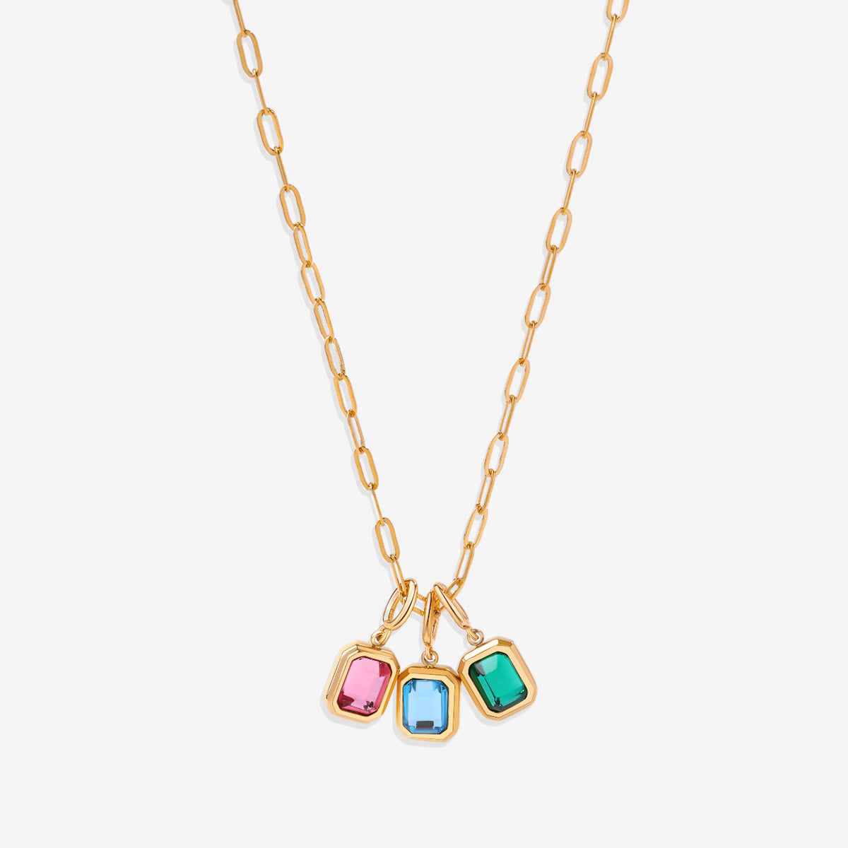 Collier breloque pierre de naissance baguette