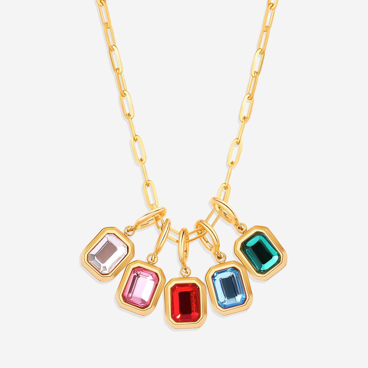 Collier breloque pierre de naissance baguette