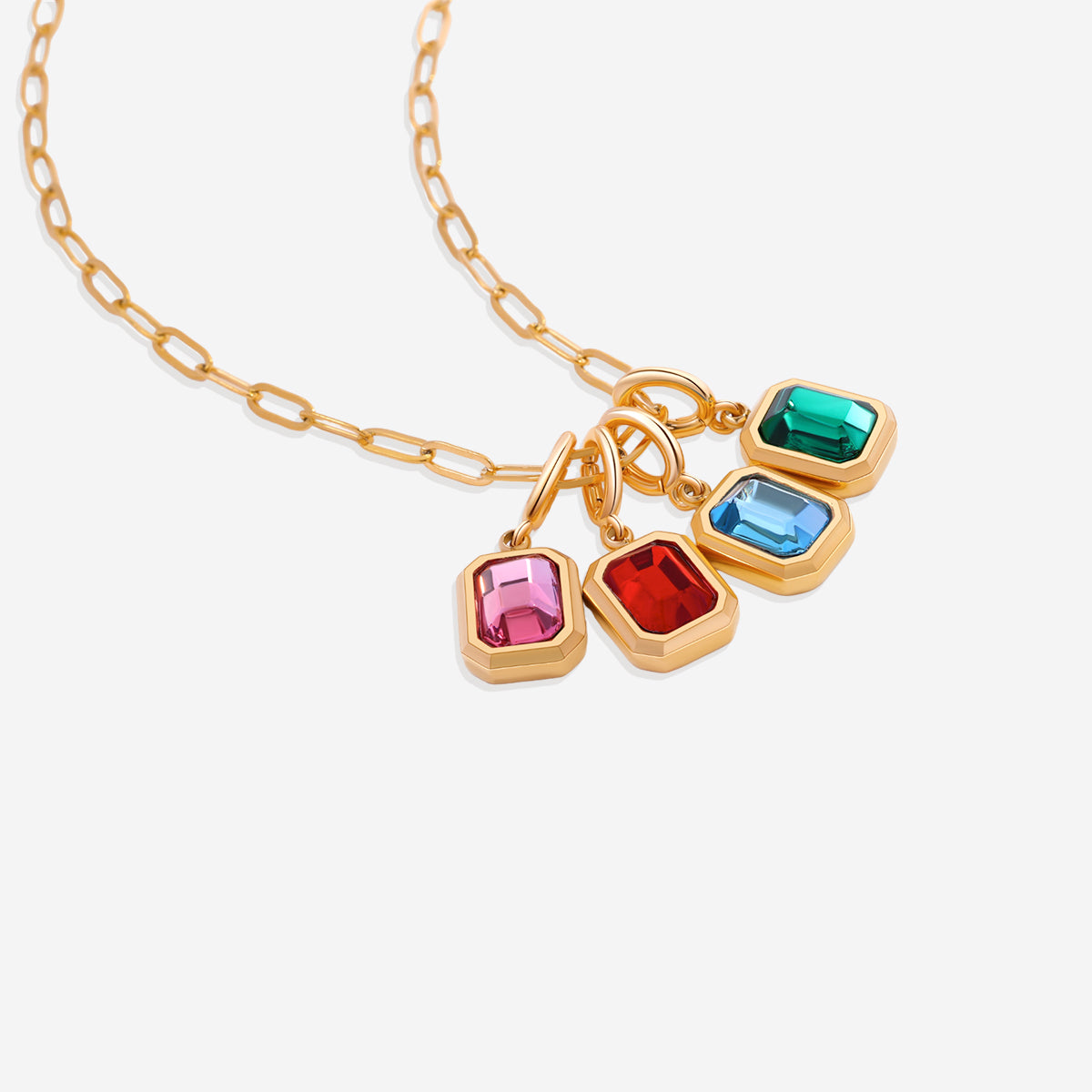 Collier breloque pierre de naissance baguette