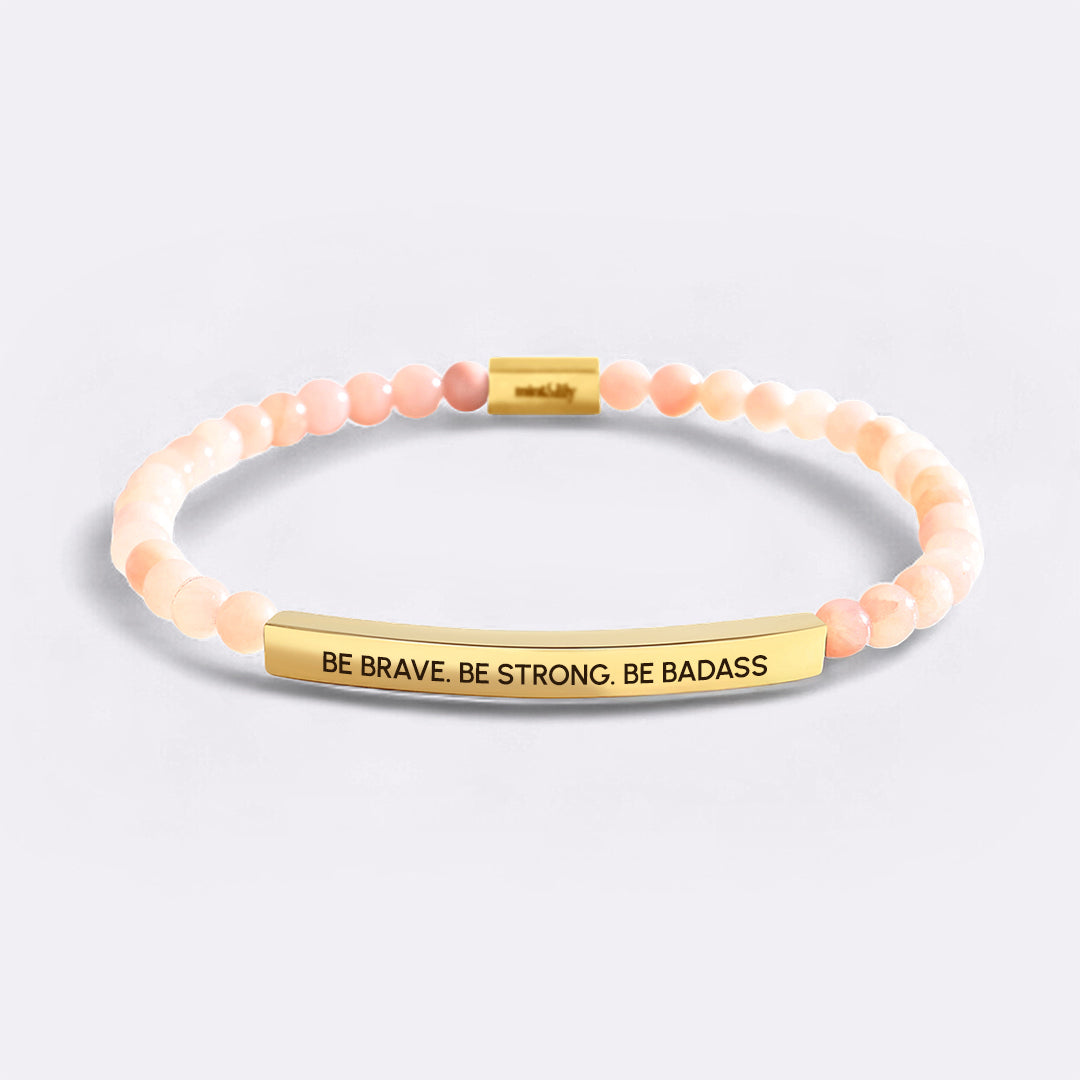 Sii coraggioso. Sii forte. Braccialetto ispiratore con perline Badass