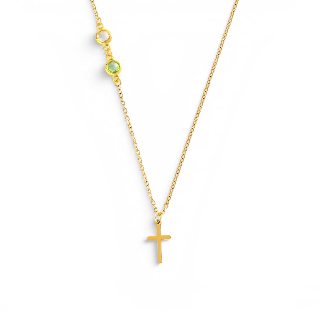 Collier Croix avec pierre de naissance