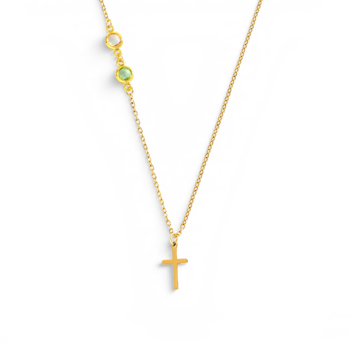 Collier Croix avec pierre de naissance