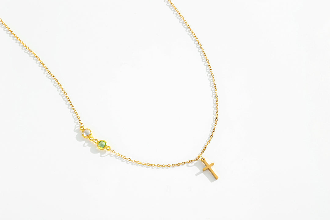 Collier Croix avec pierre de naissance