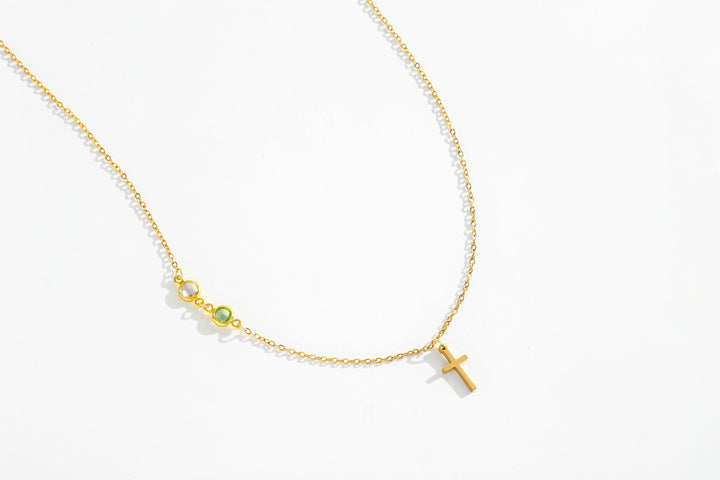 Collier Croix avec pierre de naissance