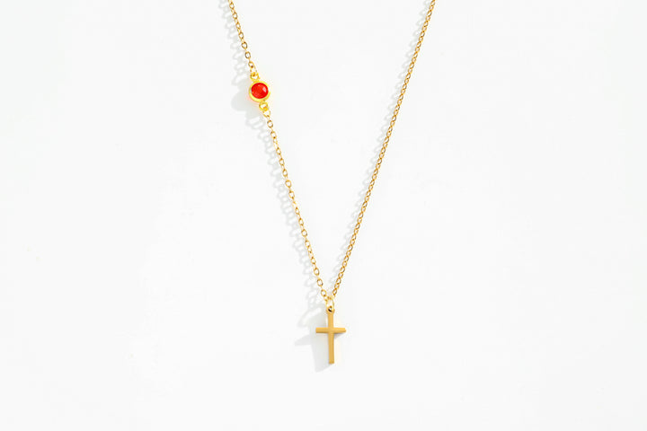 Collier Croix avec pierre de naissance