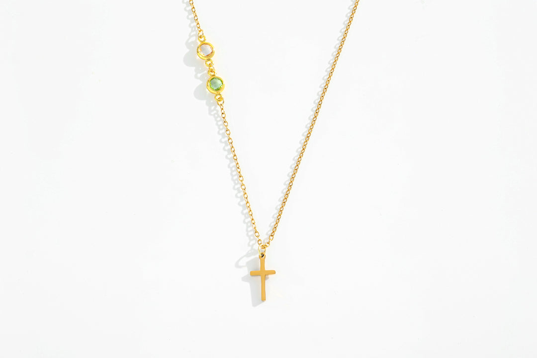 Collier Croix avec pierre de naissance