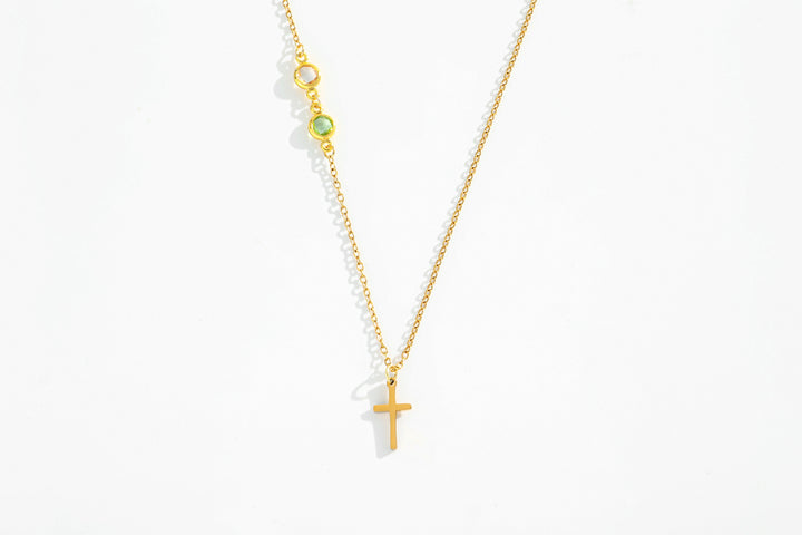Collier Croix avec pierre de naissance