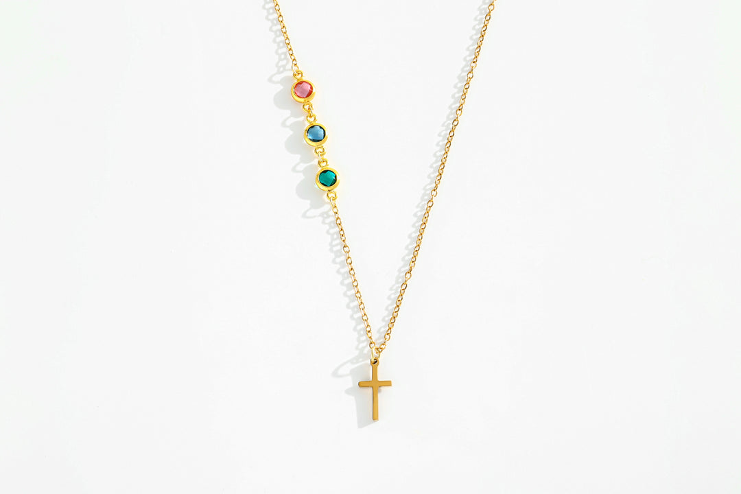 Collier Croix avec pierre de naissance