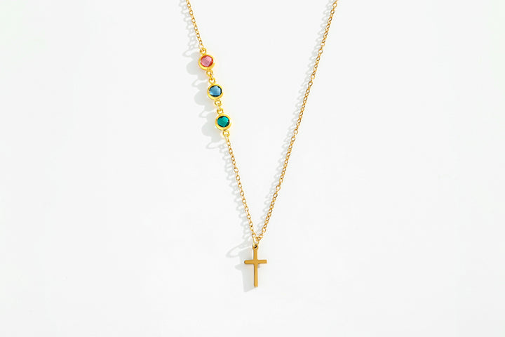 Collier Croix avec pierre de naissance