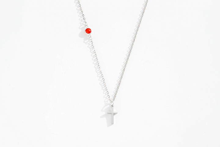 Collier Croix avec pierre de naissance