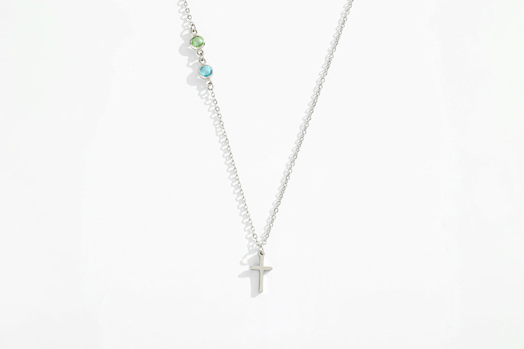 Collier Croix avec pierre de naissance