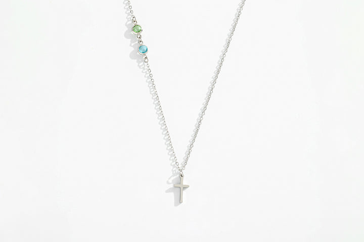 Collier Croix avec pierre de naissance