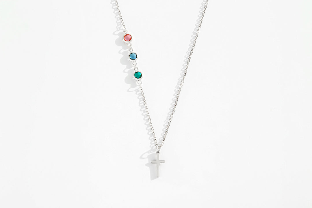 Collier Croix avec pierre de naissance