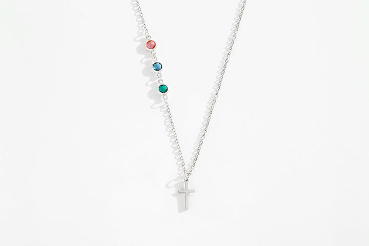 Collier Croix avec pierre de naissance