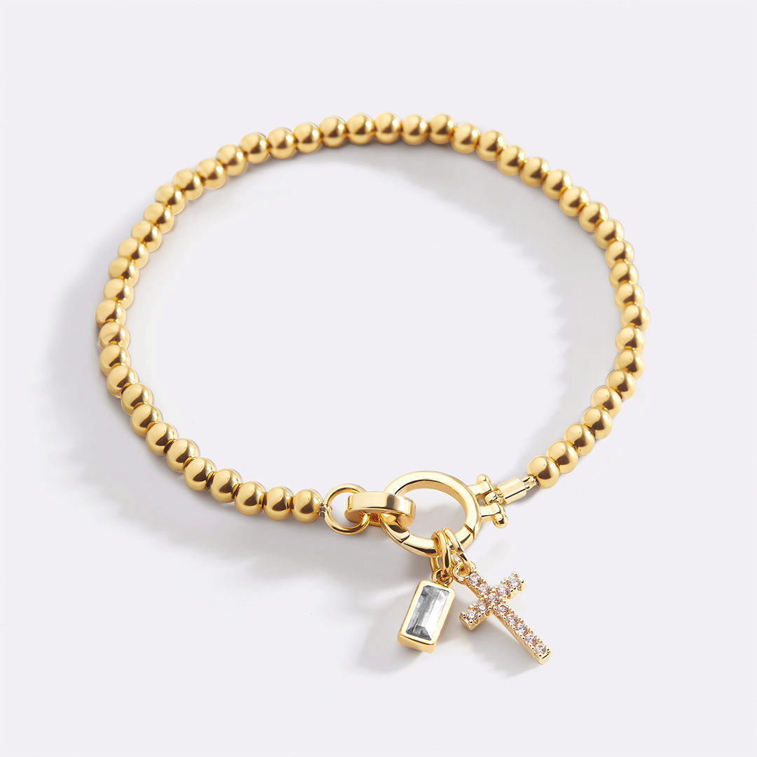 Kereszt Medálos Születési Kő Karkötő