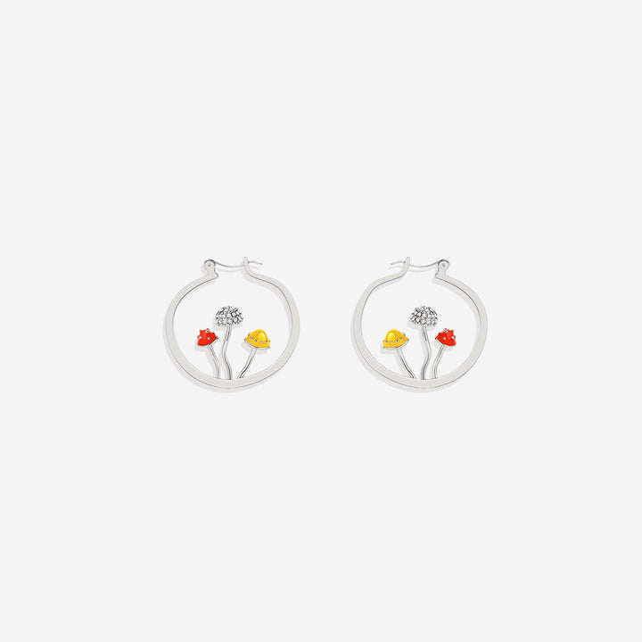 Boho Mushroom Hoop Earrings