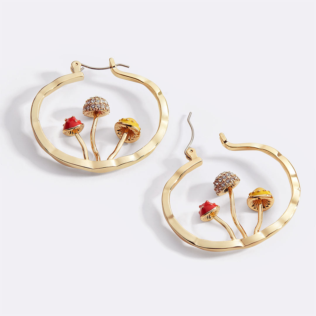 Boho Mushroom Hoop Earrings