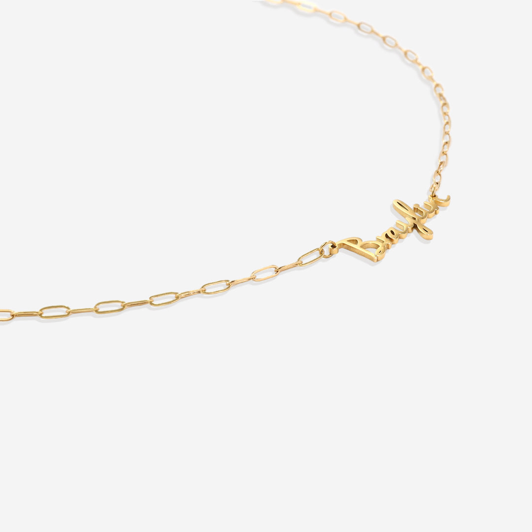 Feen-Namenskette mit Paperclip-Kette