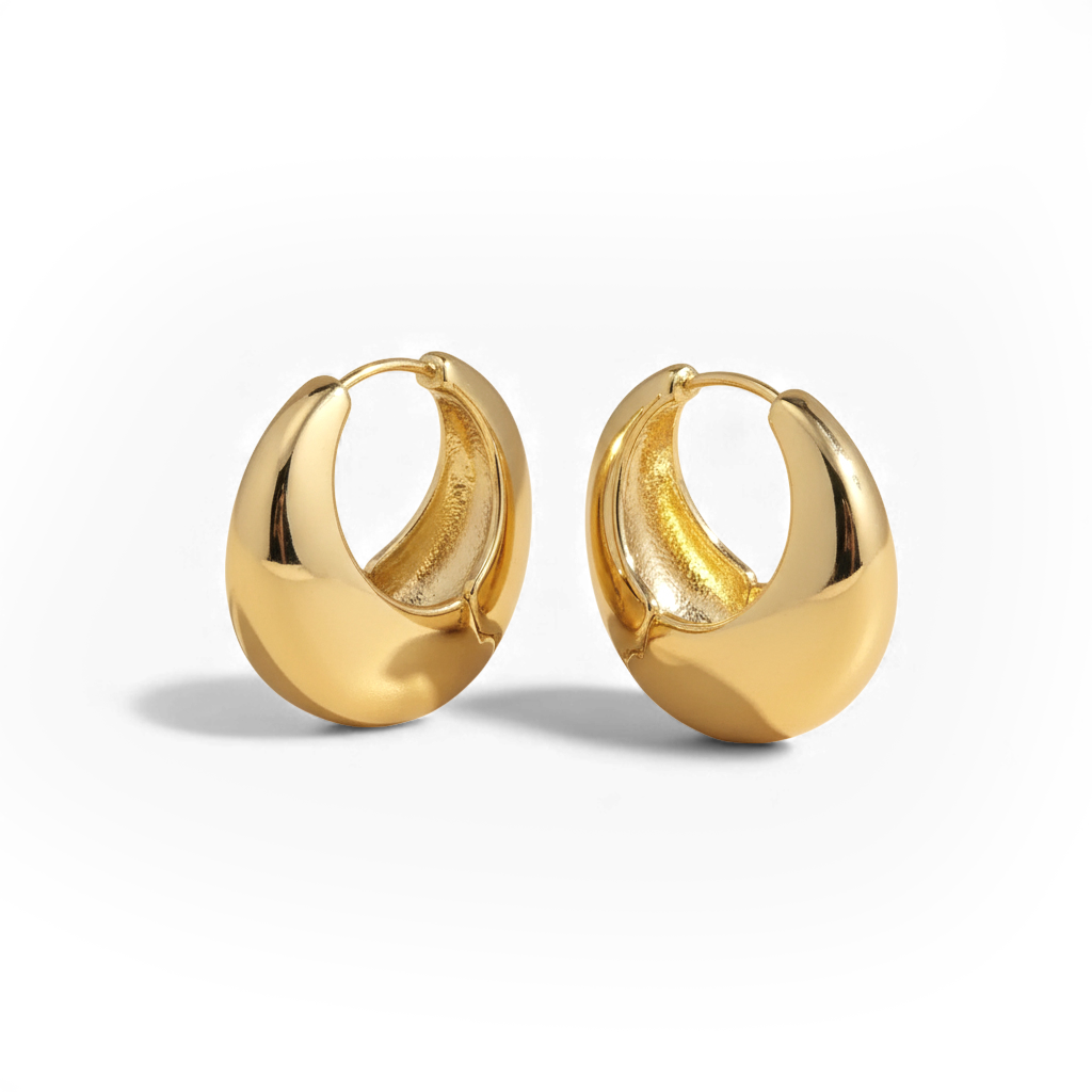 Chunky Round Dome Huggie Earrings