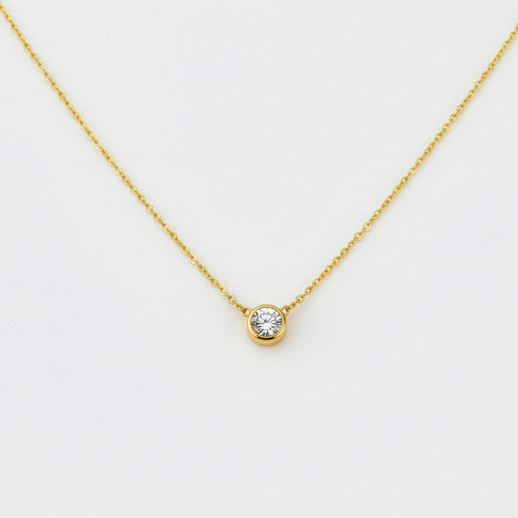 Classic Bezel Set Solitaire Necklace