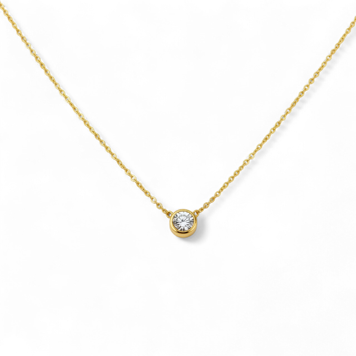 Classic Bezel Set Solitaire Necklace