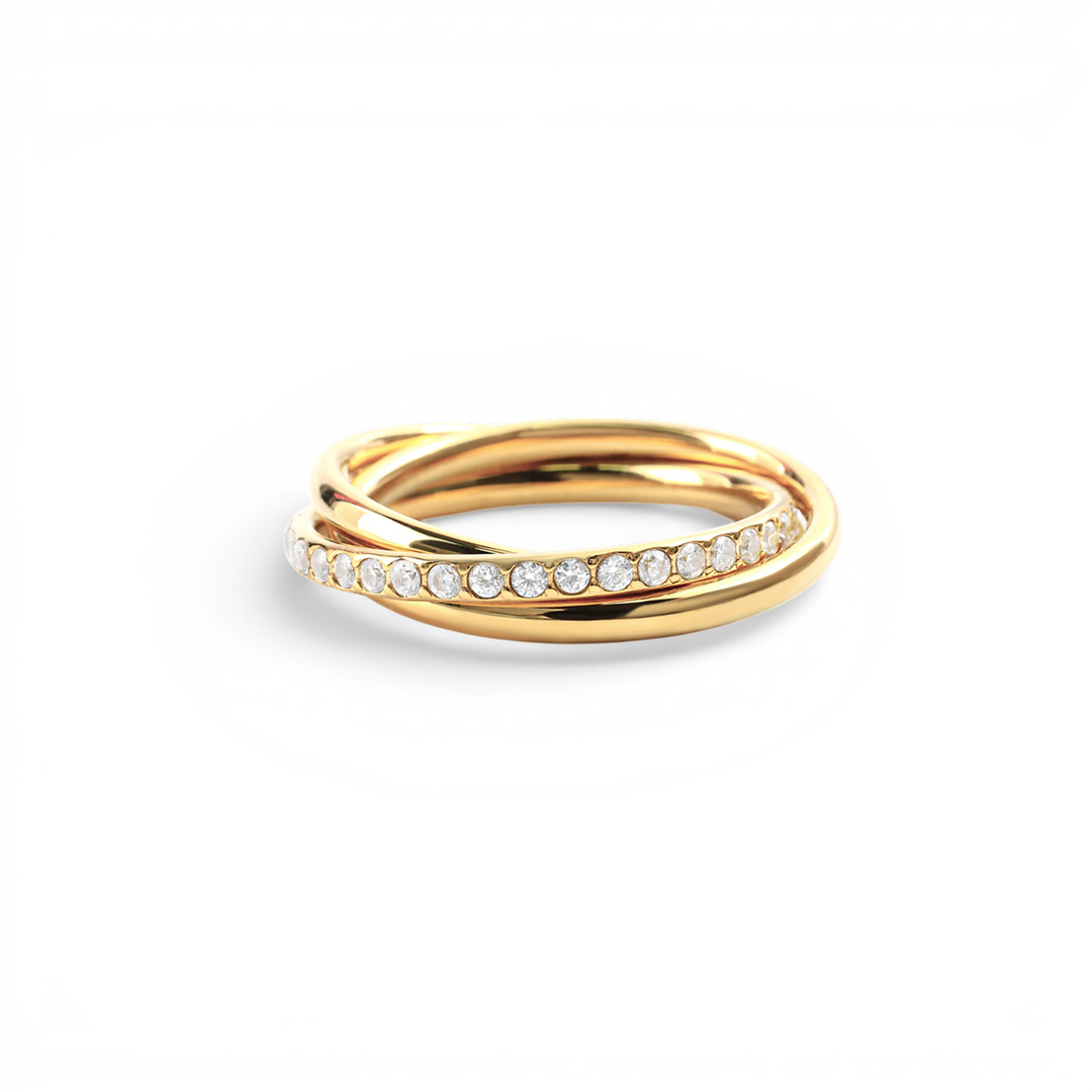 Bague anti-stress entrelacée avec cristal