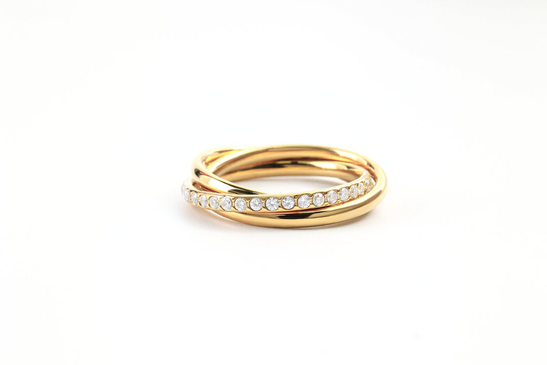 Bague anti-stress entrelacée avec cristal