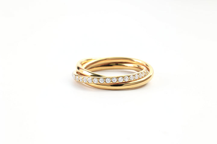 Bague anti-stress entrelacée avec cristal