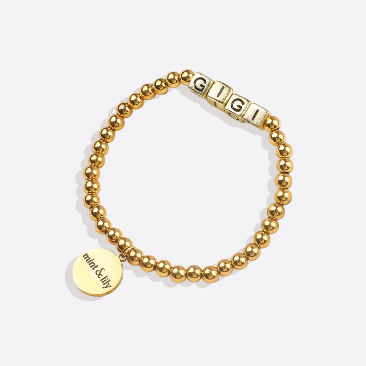 Pulseira de Amizade Personalizada à Prova de Água com Contas Douradas