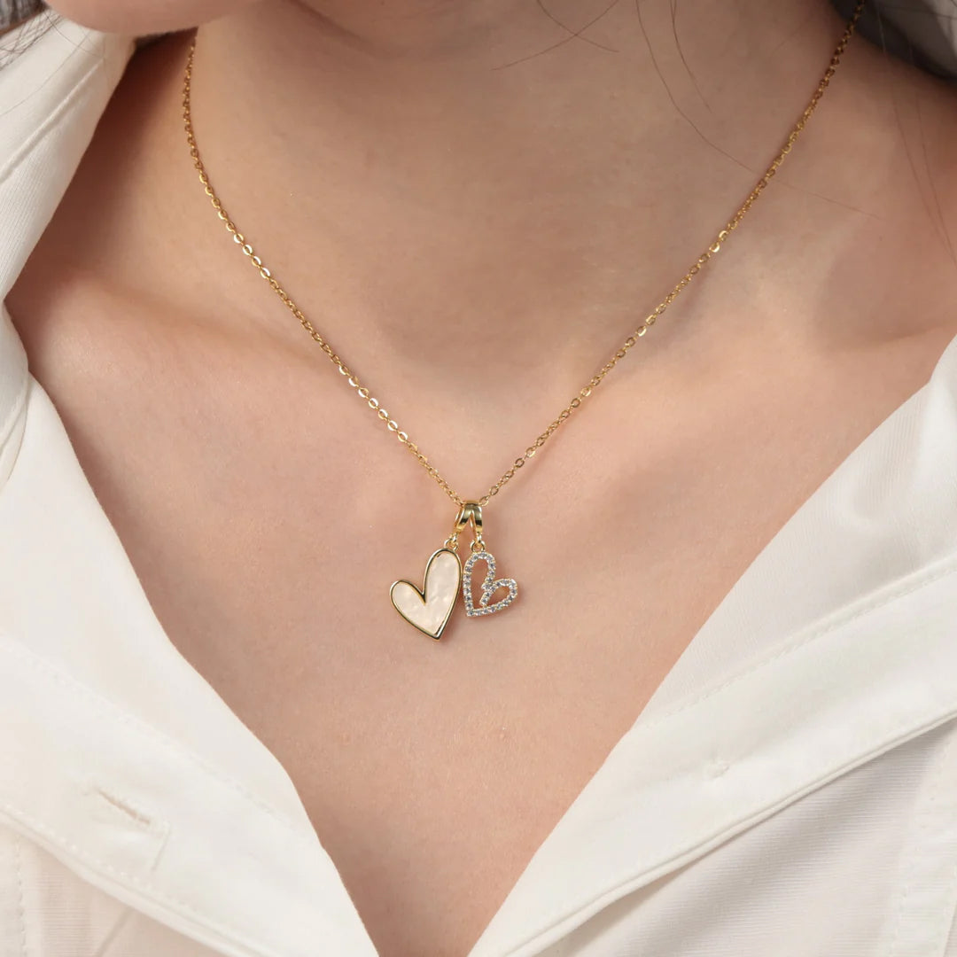 Collier Cœurs en Nacre et Pavé