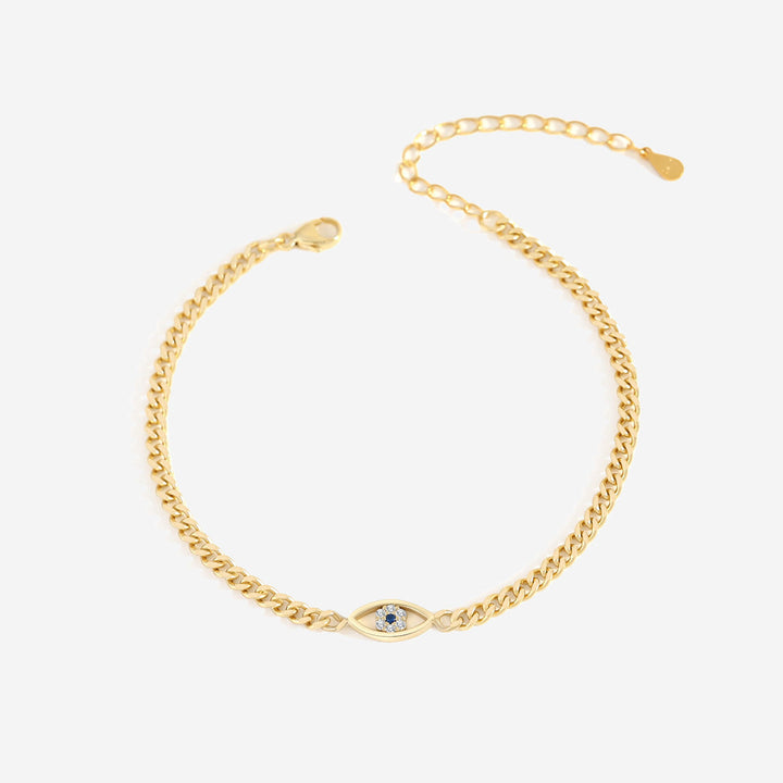 Pulsera delicada de cadena cubana con ojo turco