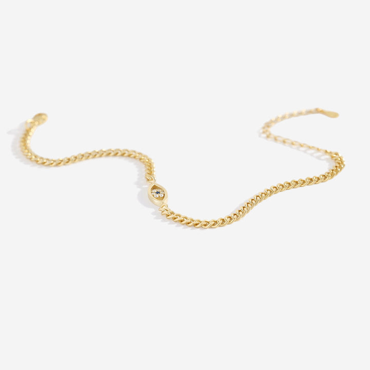 Pulsera delicada de cadena cubana con ojo turco