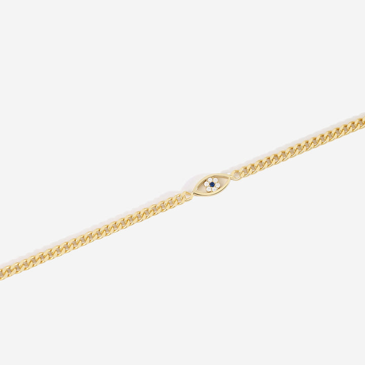 Pulsera delicada de cadena cubana con ojo turco